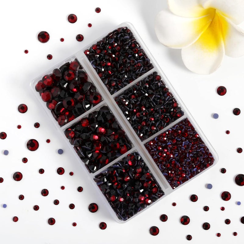 BEADSLAND Hotfix Rhinestones 3960pcs, Red Rhinestone for Clothes, Hot Fix Crystals Rhinestones with Tweezers and Wax Pencil Kit,Mixed 5 Sizes, SS6-SS30, Dark Siam - Image 2
